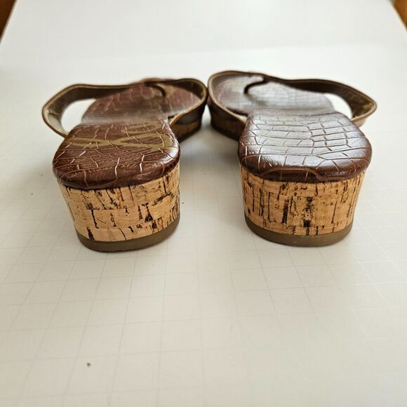 Sam Edelman Tanya Sandals Womens 8.5 M Brown Thong Flip Flop Cork Wedge Heel - Picture 10 of 10